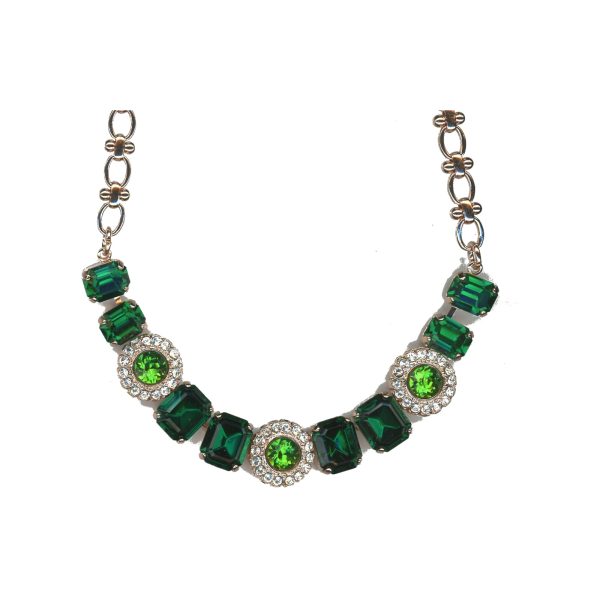 Necklace By Mariana Woman Sophisticated Emerald and Clear Swarovski Crystals