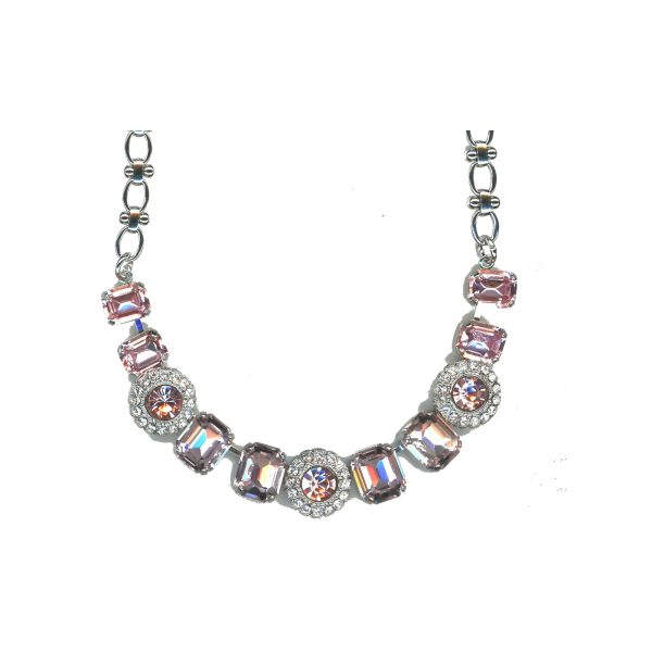 Necklace By Mariana Woman Feminine Lt.Rose and Crystal Clear Swarovski Crystals