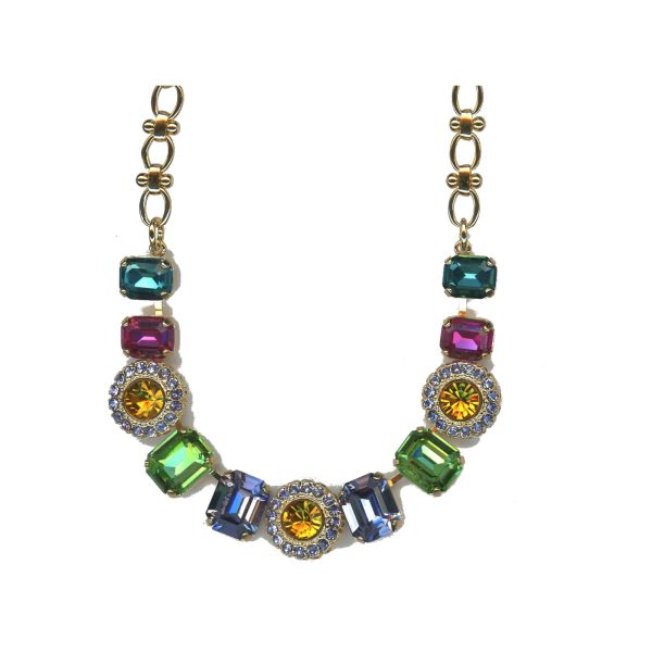 Necklace By Mariana Woman Feminine Peridot and Fuchsia Swarovski Crystals