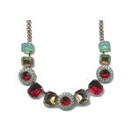 Necklace By Mariana Woman Graceful Topaz and Red Swarovski Crystals - Image 2