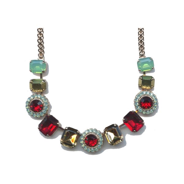 Necklace By Mariana Woman Graceful Topaz and Red Swarovski Crystals