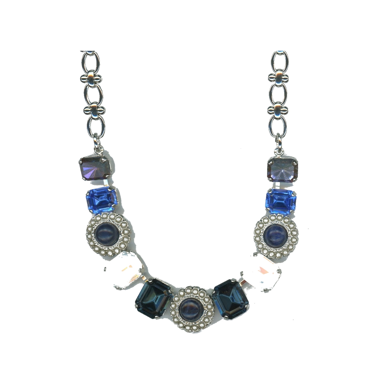 N-3014-3-M3104-SP Necklace By Mariana Woman Glamorous Lapis Mineral and Sapphire Swarovski Crystals - Image 1