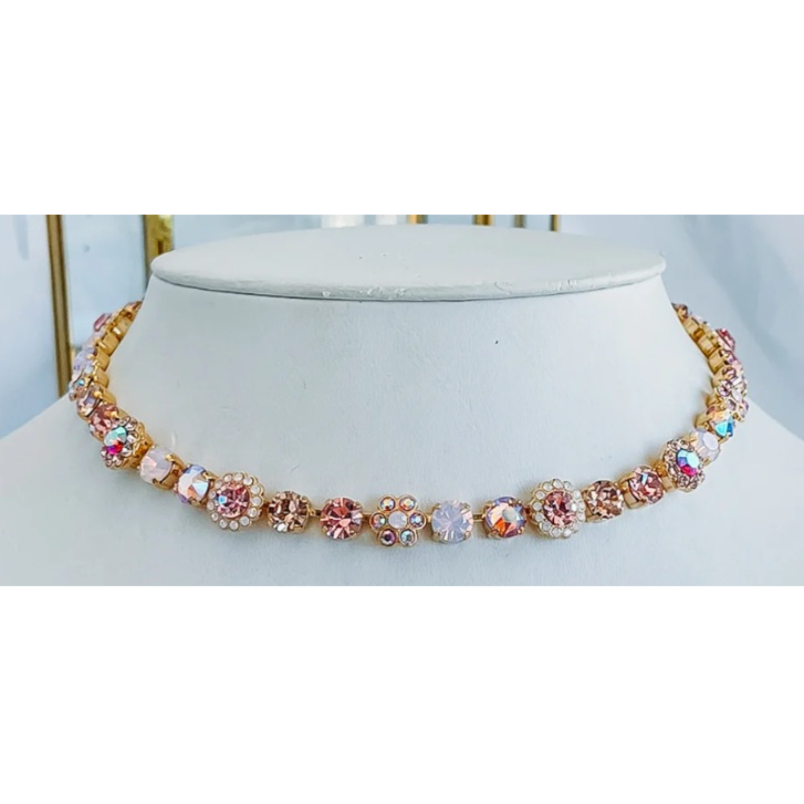 N-3173-4-1129-2-YG Necklace By Mariana Woman Magical Light Rose Opal and AB Swarovski Crystals - Image 1