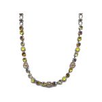 Necklace By Mariana Woman Delicate Jonquil and Light Topaz and Orange Swarovski Crystals
