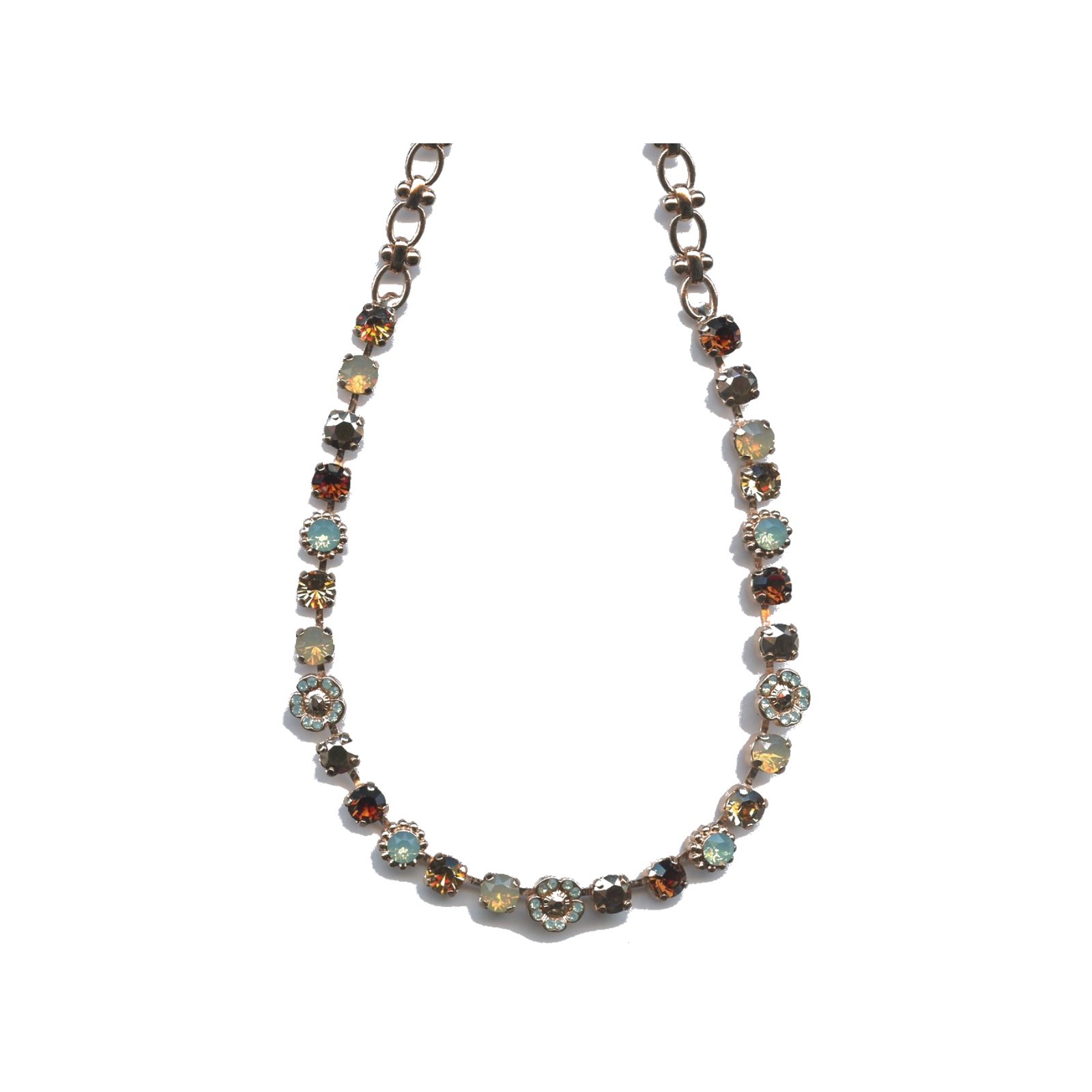 N-3504-2-1040-SP Necklace By Mariana Woman Stunning Pacific Opal and Chocolate Brown Swarovski Crystals - Image 1