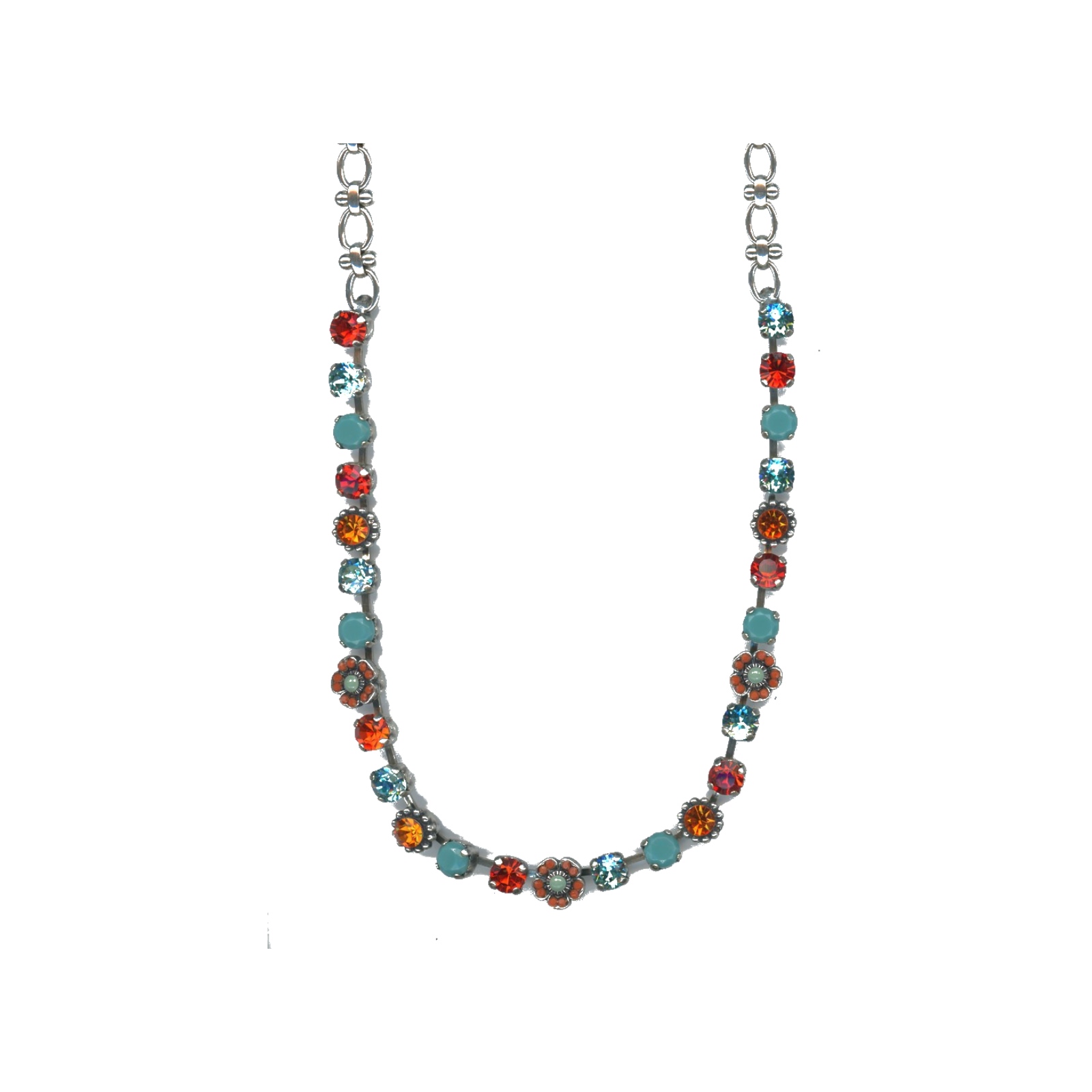 N-3504-2-1079-SP Necklace By Mariana Woman Refined Light Turquoise and Orange Hyacinth Swarovski Crystals - Image 1