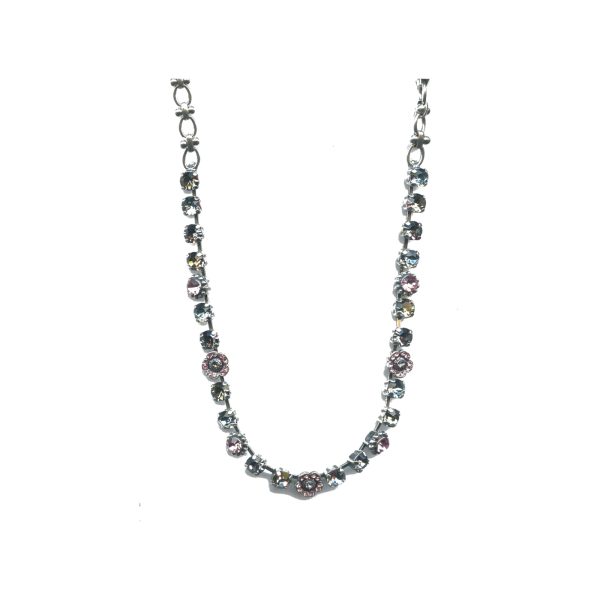 Necklace By Mariana Woman Charming Snowflake Mineral and Light Rose Swarovski Crystals