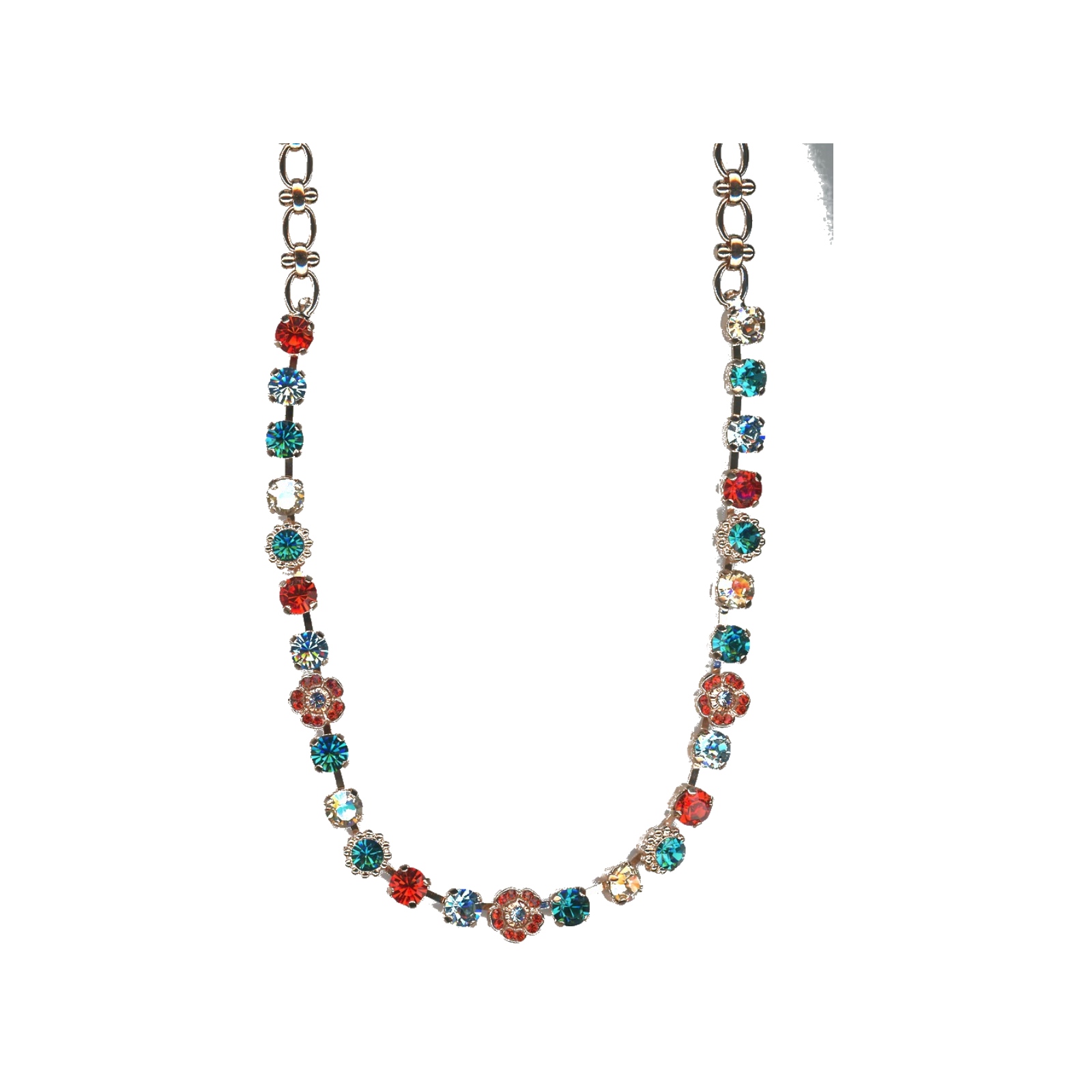 N-3504-2-1111-SP Necklace By Mariana Woman Lovely Red and Aqua Swarovski Crystals - Image 1