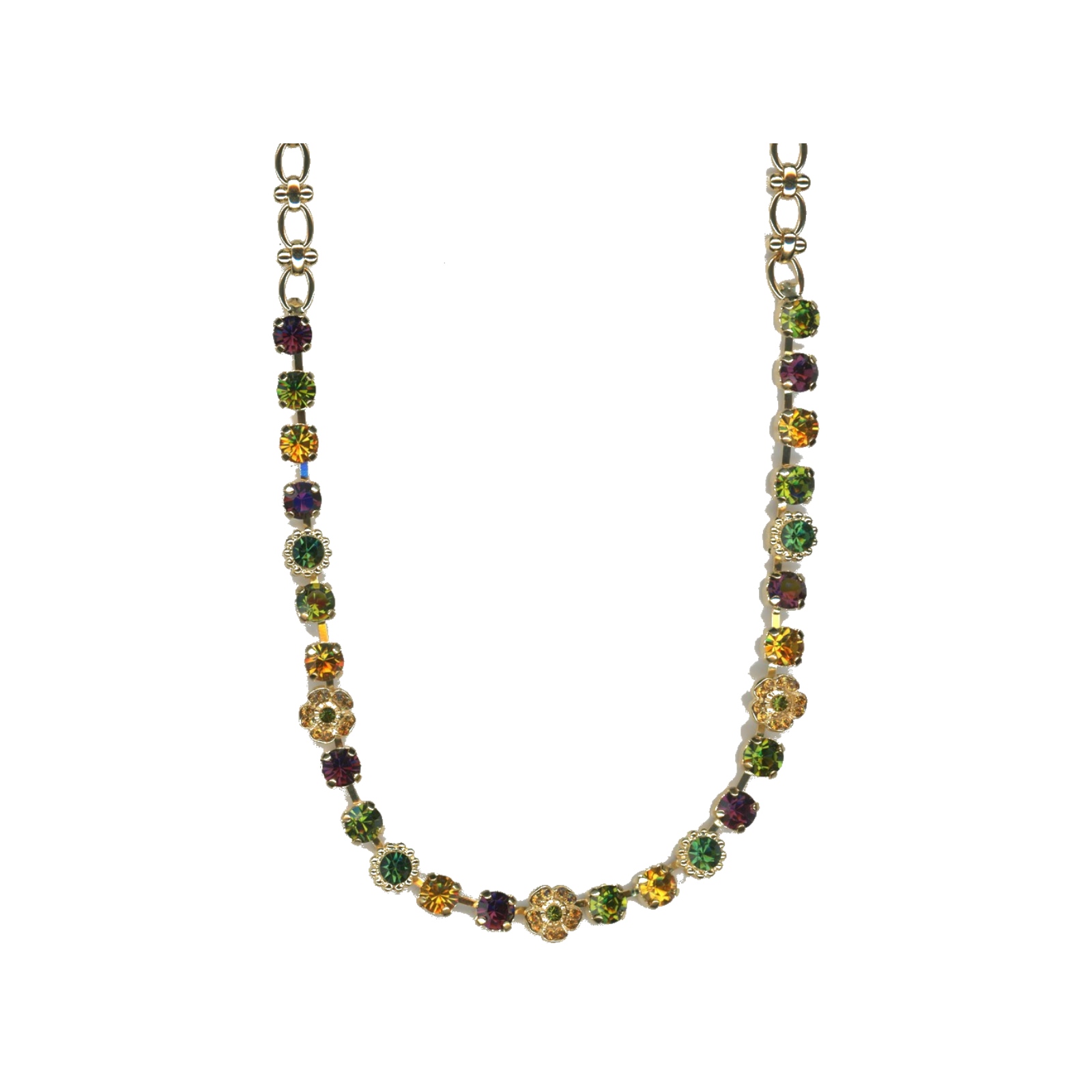N-3504-2-1116-SP Necklace By Mariana Woman Luminous Olivine Green and Teal Swarovski Crystals - Image 1