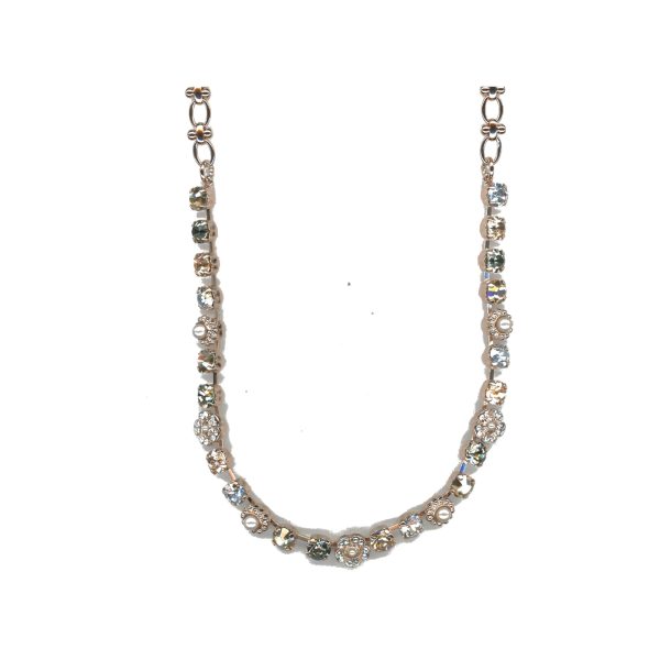 Necklace By Mariana Woman Elegant Pearl and Golden Shadow Swarovski Crystals