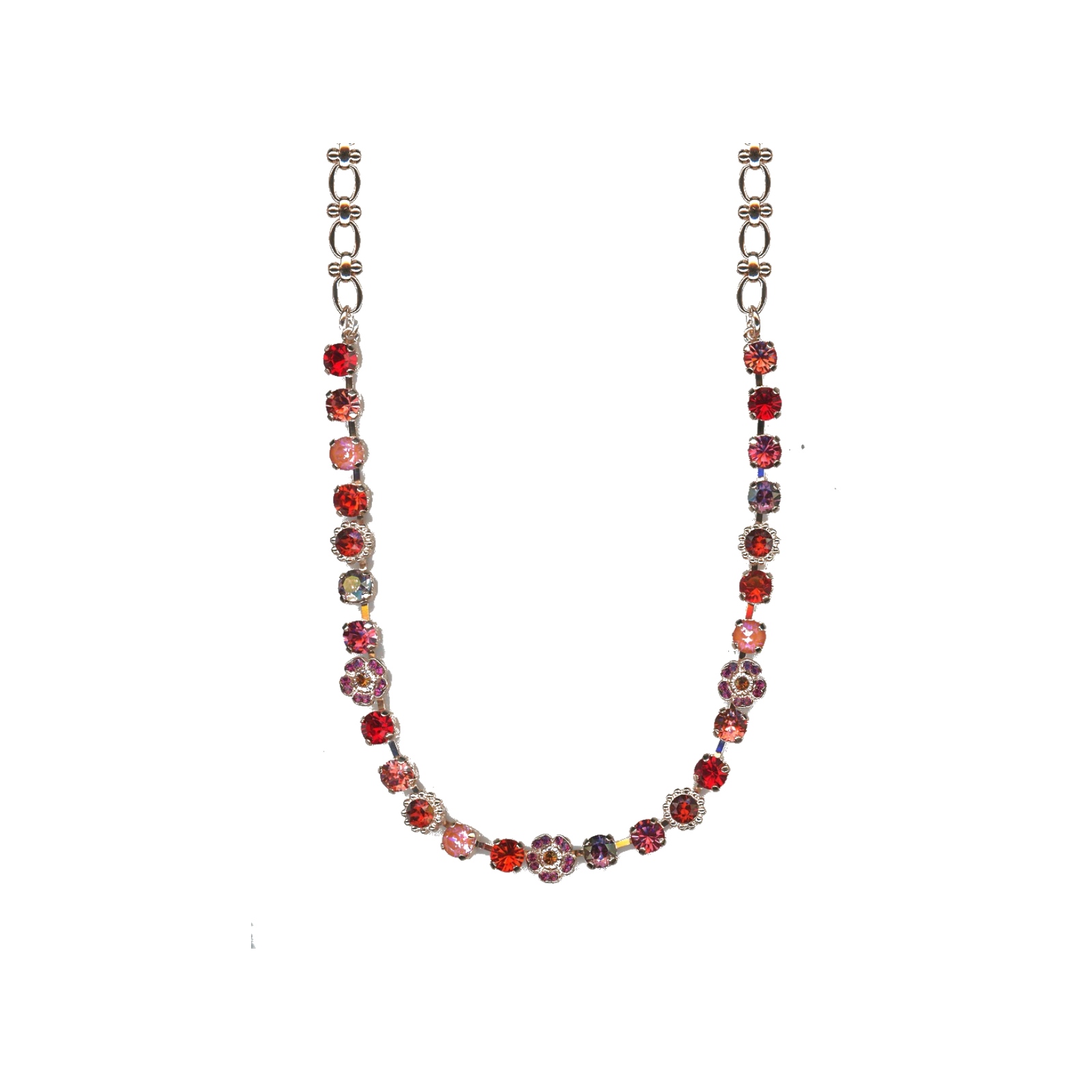N-3504-2-1135-SP Necklace By Mariana Woman Delicate Fuchsia and Siam Swarovski Crystals - Image 1