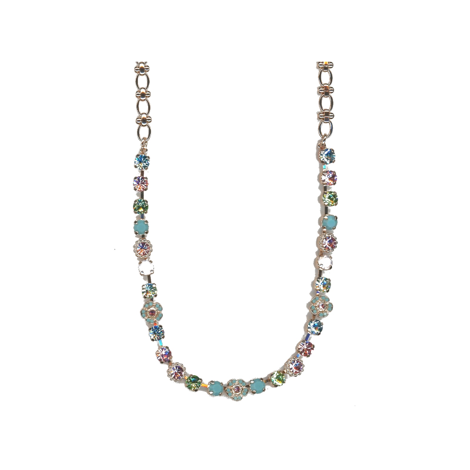 N-3504-2-1145-SP Necklace By Mariana Woman Vibrant Turquoise and Rose Swarovski Crystals - Image 1