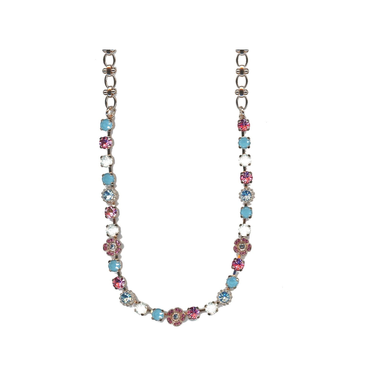 N-3504-2-1146-SP Necklace By Mariana Woman Sophisticated White Opal and Rose Swarovski Crystals - Image 1