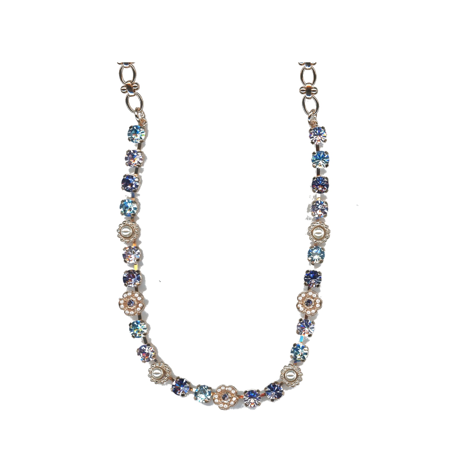 N-3504-2-1152-SP Necklace By Mariana Woman Fashionable Pearl and Aquamarine Swarovski Crystals - Image 1