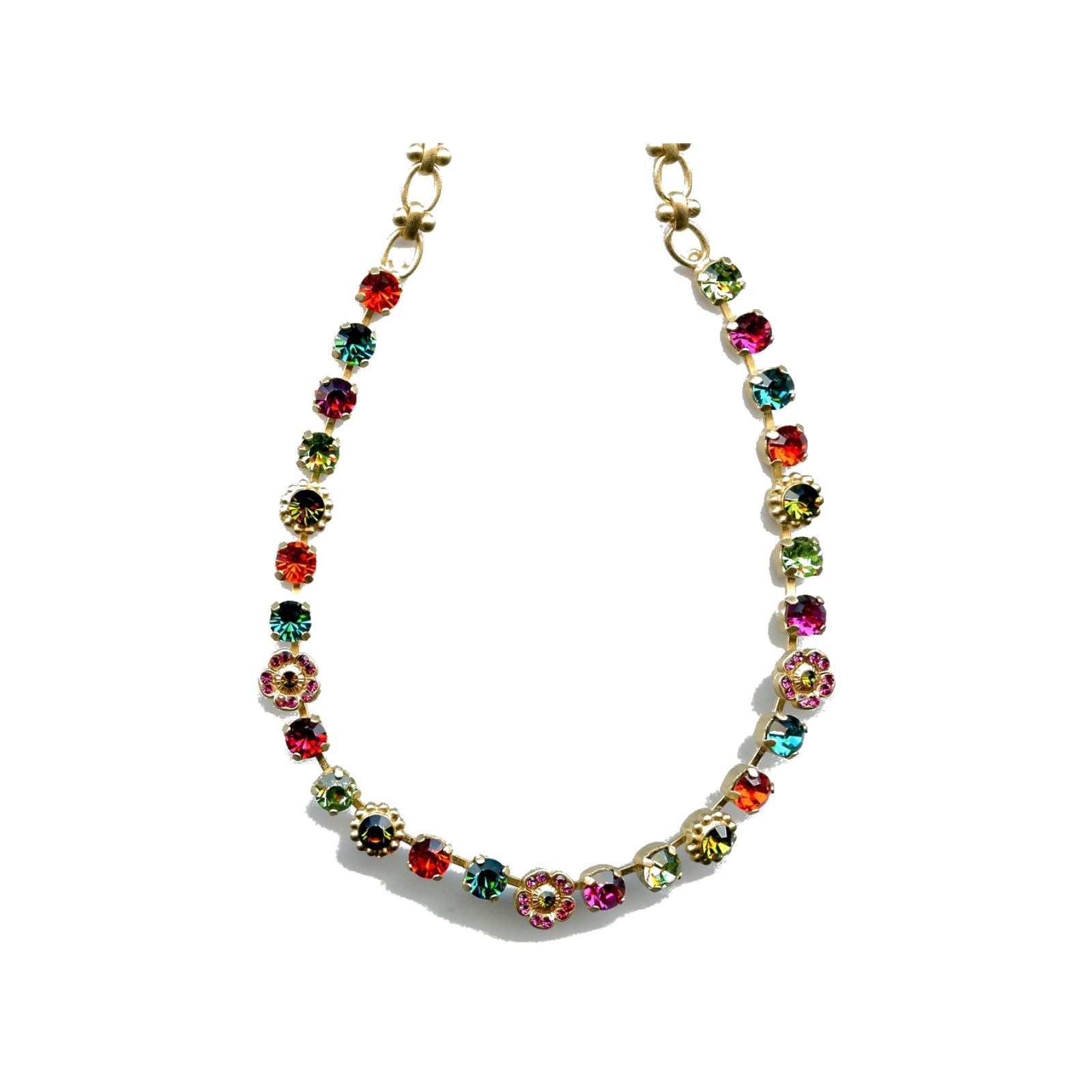 N-3504-2-1311-SP Necklace By Mariana Woman Feminine Orange and Plum Purple Swarovski Crystals - Image 1