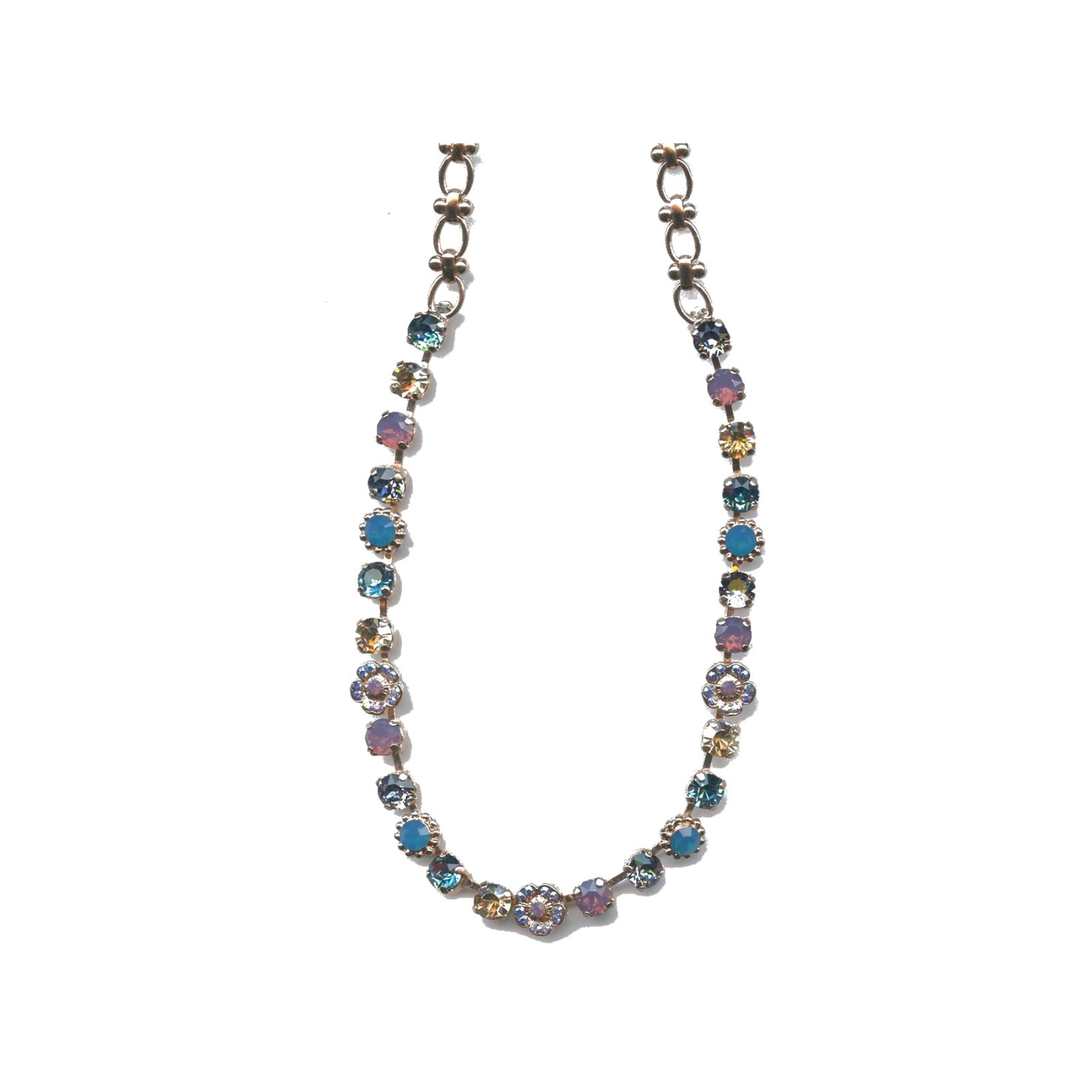 N-3504-2-1312-SP Necklace By Mariana Woman Luminous Emerald and Pink Swarovski Crystals - Image 1