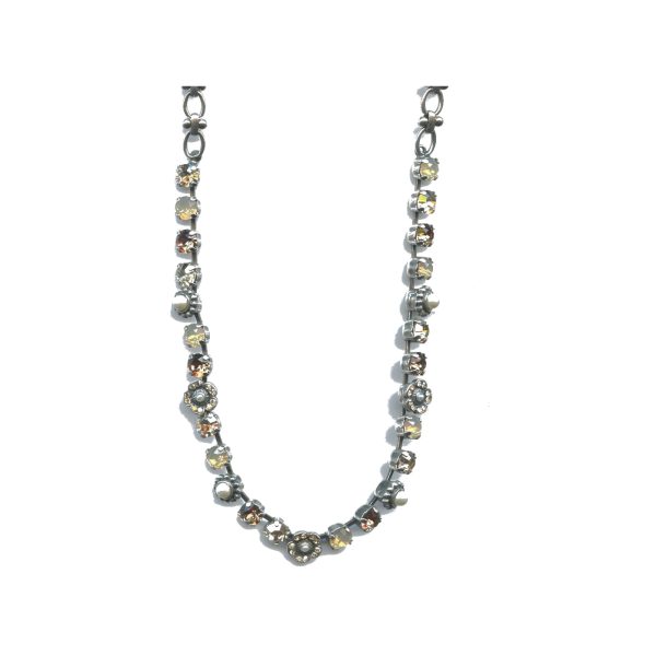 Necklace By Mariana Woman Vibrant Sand Opal and Golden Shadow and Smoky Quartz Swarovski Crystals