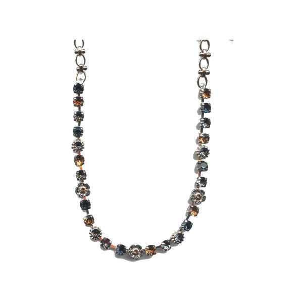 Necklace By Mariana Woman Delicate Sapphire and Golden Shadow Swarovski Crystals