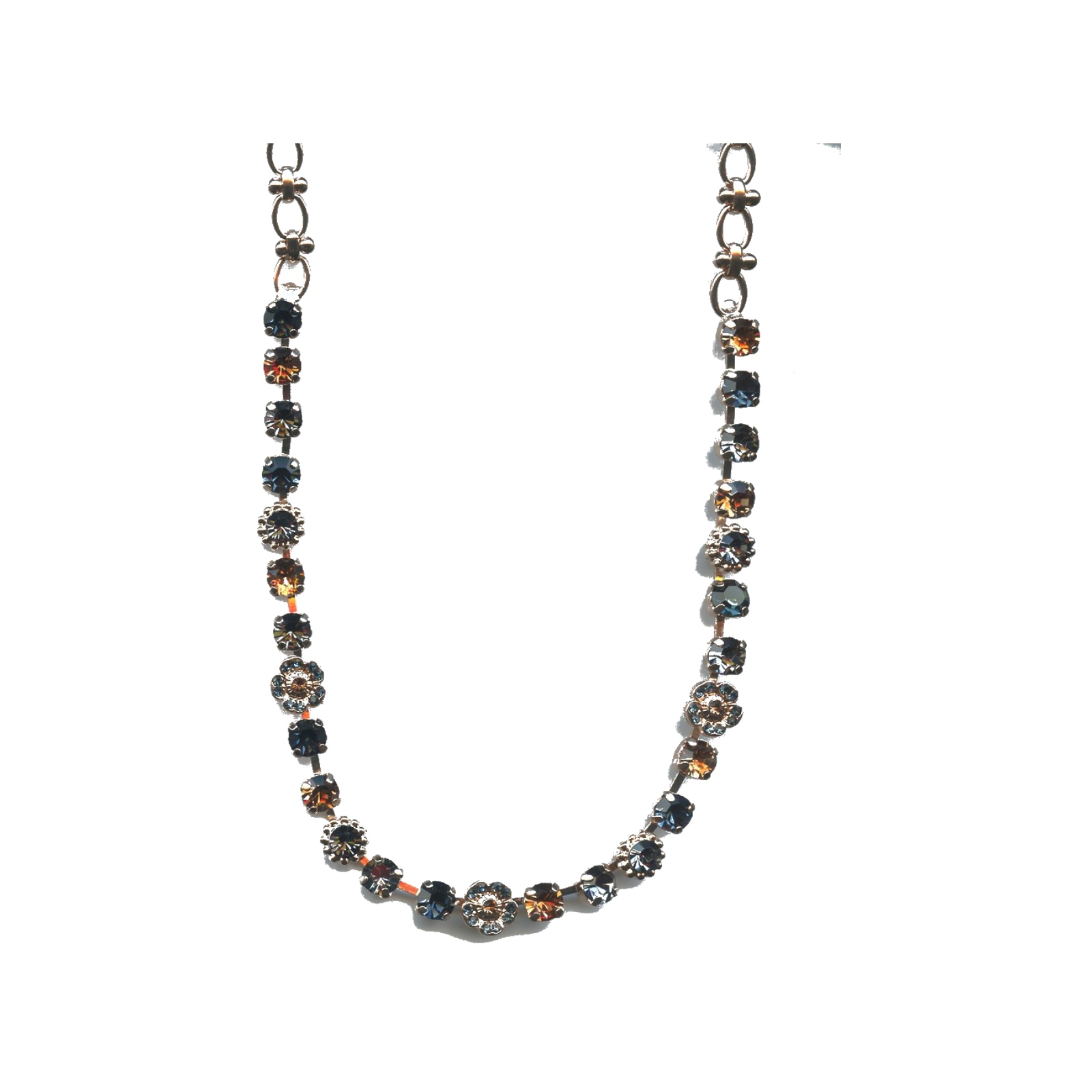 N-3504-2-2076-SP Necklace By Mariana Woman Delicate Sapphire and Golden Shadow Swarovski Crystals - Image 1