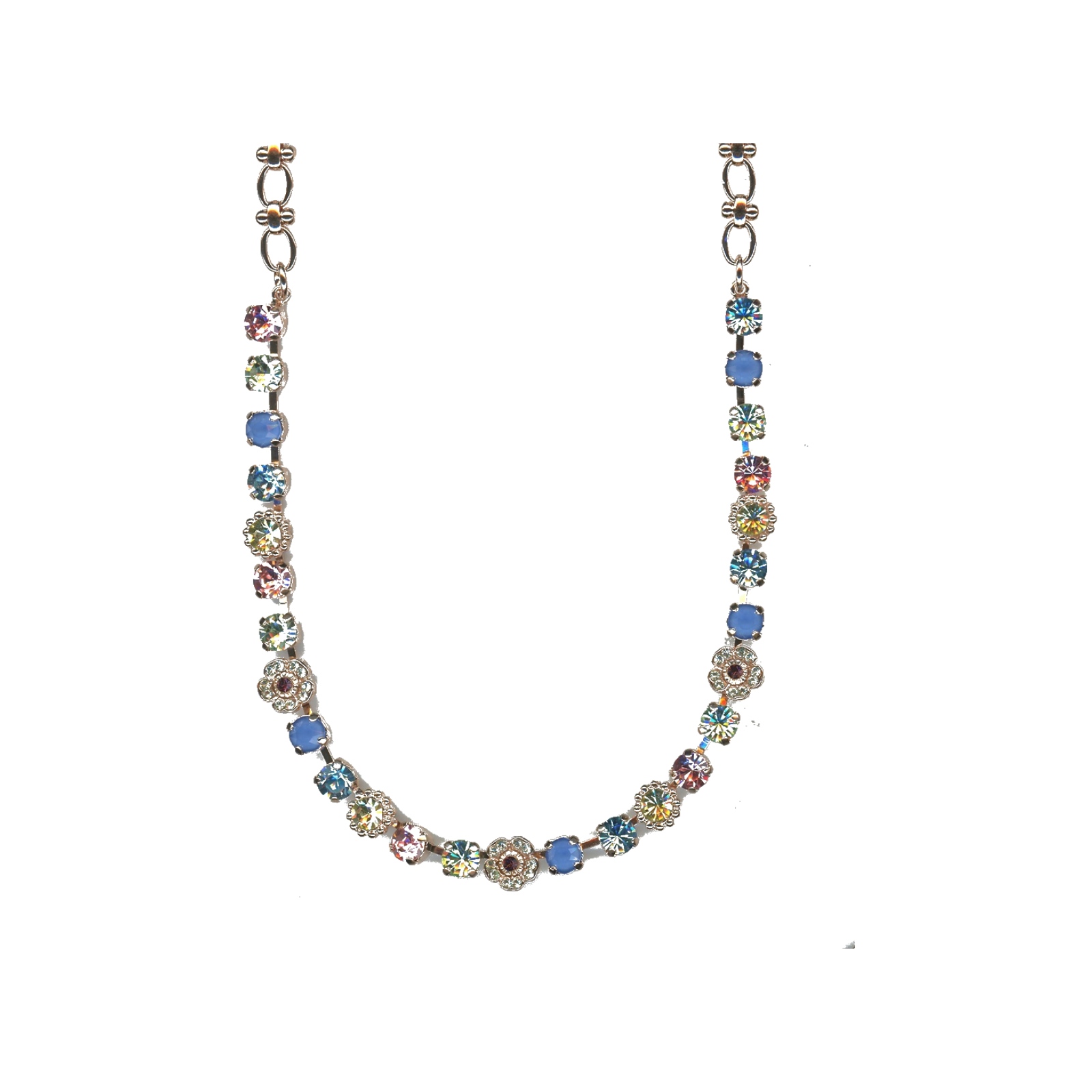 N-3504-2-2141-SP Necklace By Mariana Woman Delicate Aquamarine and Rose Swarovski Crystals - Image 1