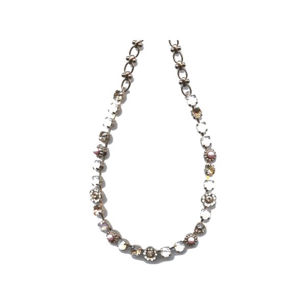 Necklace By Mariana Woman Feminine Pink Opal and Silk and Light Peach Swarovski Crystals