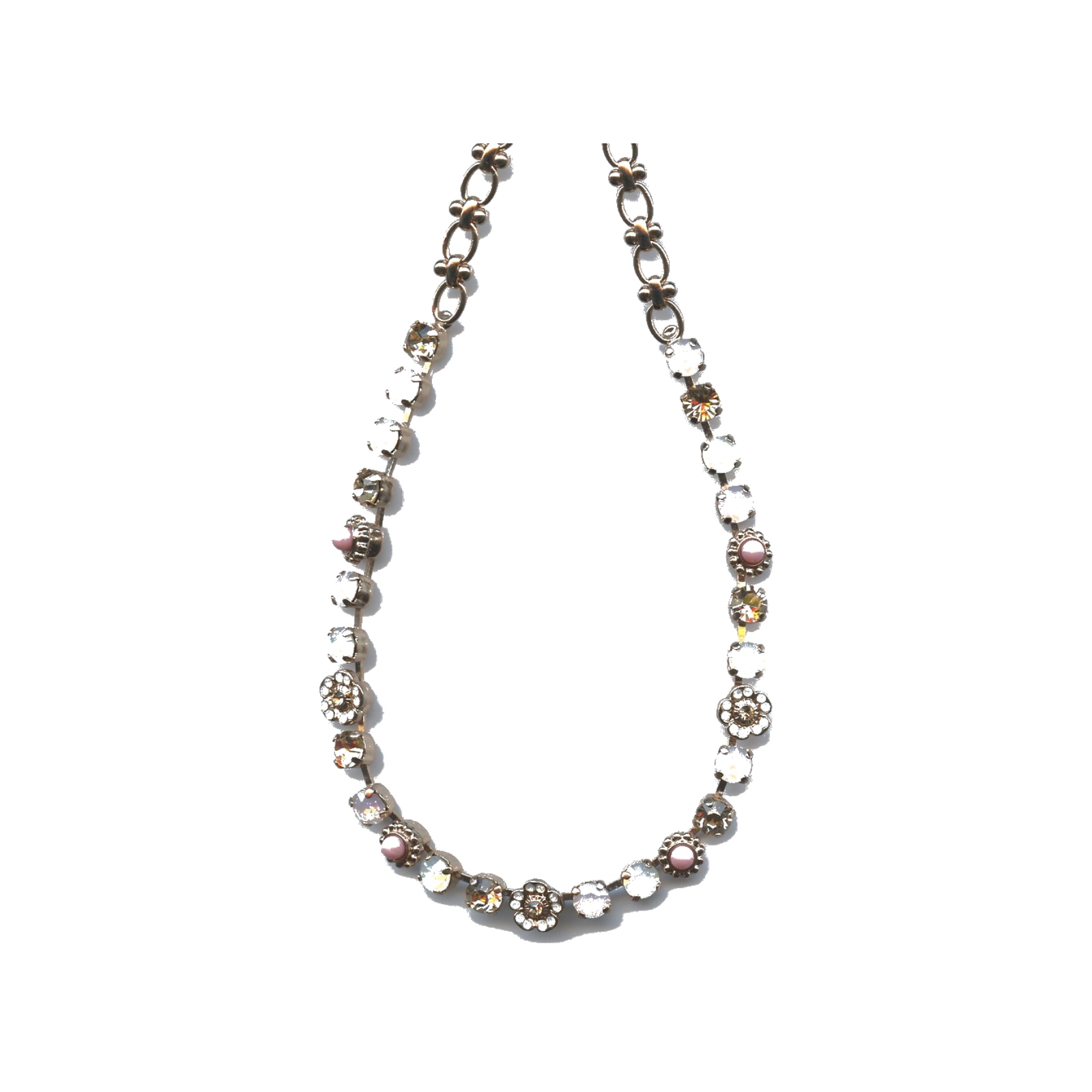 N-3504-2-2333-SP Necklace By Mariana Woman Feminine Pink Opal and Silk and Light Peach Swarovski Crystals - Image 1