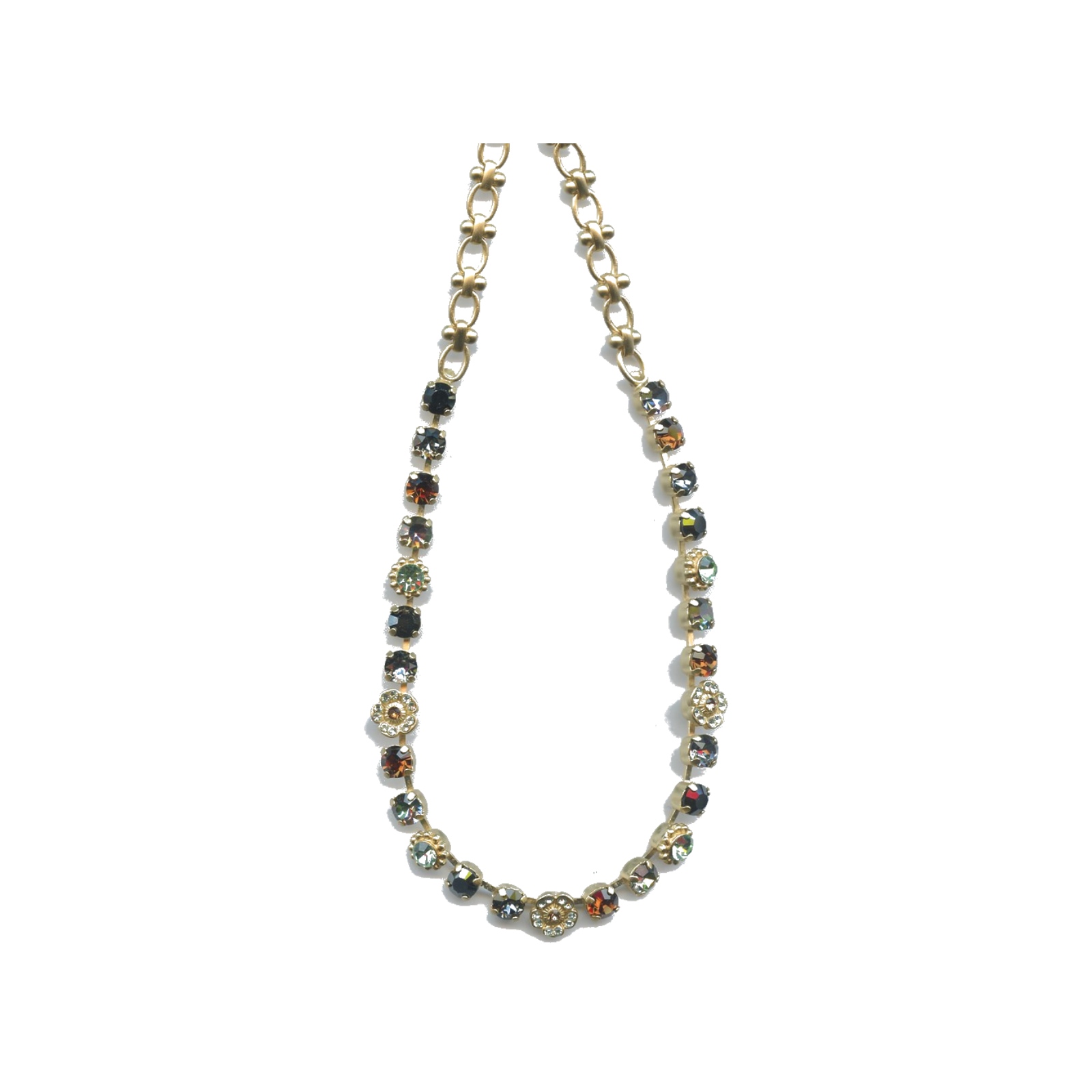 N-3504-2-3401-SP Necklace By Mariana Woman Sophisticated and Topaz shades and Silver Night Swarovski Crystals - Image 1