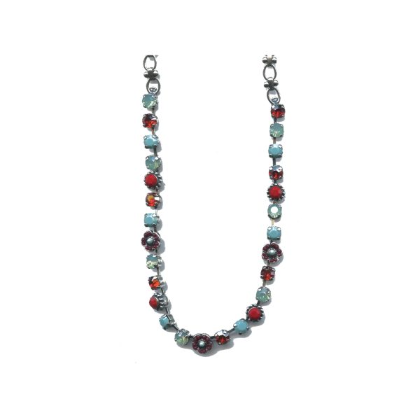 Necklace By Mariana Woman Distinctive Turquoise and Bright Red Swarovski Crystals