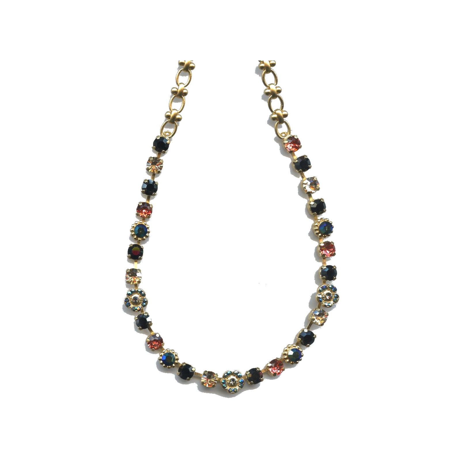 N-3504-2-4701-SP Necklace By Mariana Woman Luxurious Black and Navy Blue Swarovski Crystals - Image 1