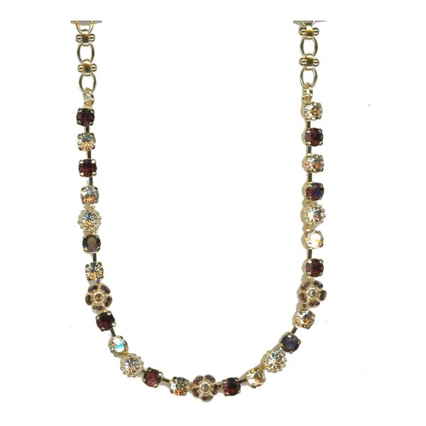 Necklace By Mariana Woman Elegant Burgundy and Golden Shadow Swarovski Crystals