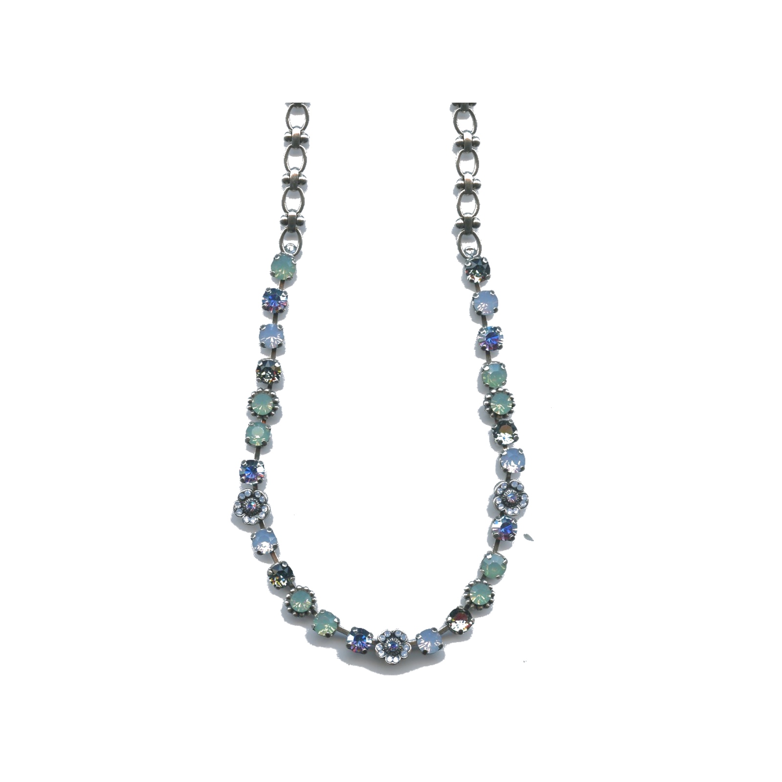 N-3504-2-7171-SP Necklace By Mariana Woman Stunning Light Blue and Pacific Opaque Swarovski Crystals - Image 1