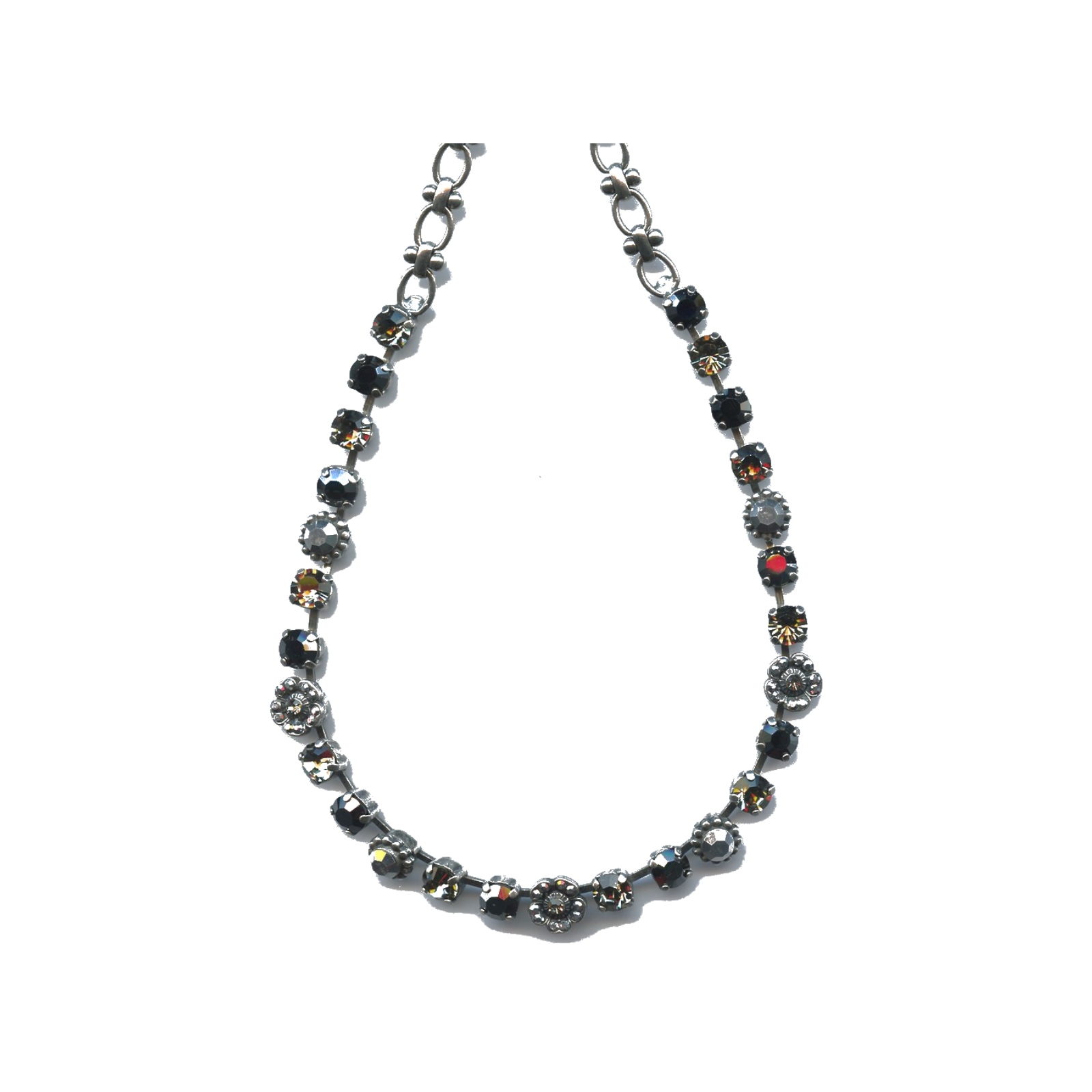 N-3504-2-747-SP Necklace By Mariana Woman Beautiful Hematite and Clear and Black Diamond Swarovski Crystals - Image 1