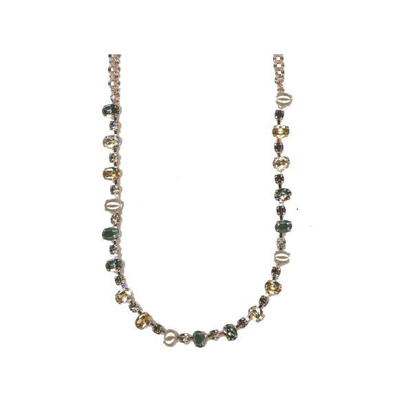 Necklace By Mariana Woman Charming Pearl and Golden Shadow Swarovski Crystals