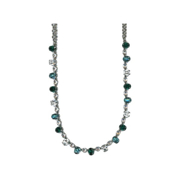 Necklace By Mariana Woman Glamorous Emerald and Clear Swarovski Crystals