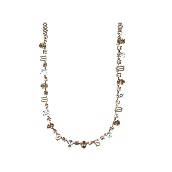 Necklace By Mariana Woman Delicate Pearl and Golden shadow Swarovski Crystals