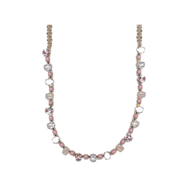 Necklace By Mariana Woman Timeless Rose Quartz and Opal  Colors : Light Rose Swarovski Crystals