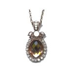 Pendant By Mariana Woman Graceful Opal and Silk and Light Peach Swarovski Crystals