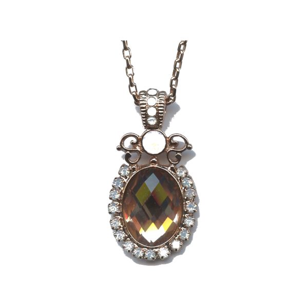 Pendant By Mariana Woman Graceful Opal and Silk and Light Peach Swarovski Crystals