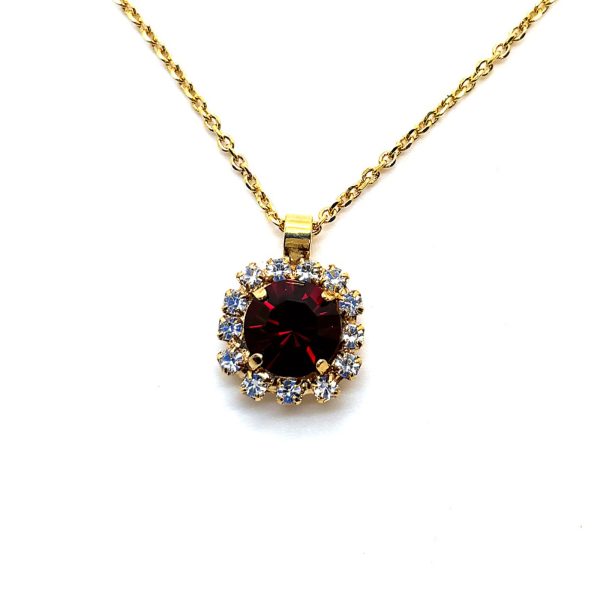 Necklace Pendant by Mariana Woman Graceful Siam and Clear Swarovski Crystals