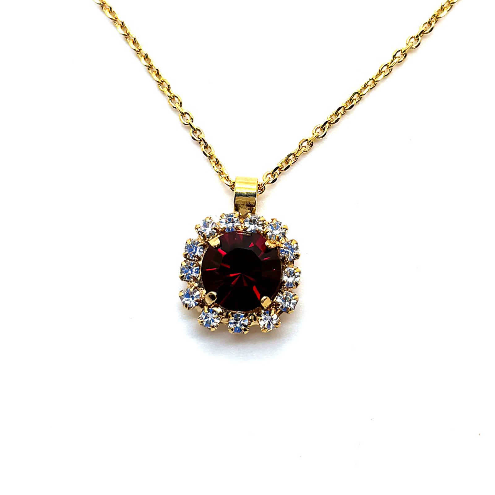 N-5470-2-001208-YG (2) Necklace Pendant by Mariana Woman Graceful Siam and Clear Swarovski Crystals - Image 1