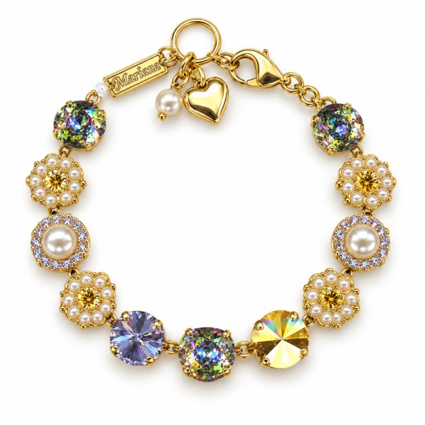 Bracelet By Mariana Woman Laxurious Golden Shadow and Topaz Swarovski Crystals