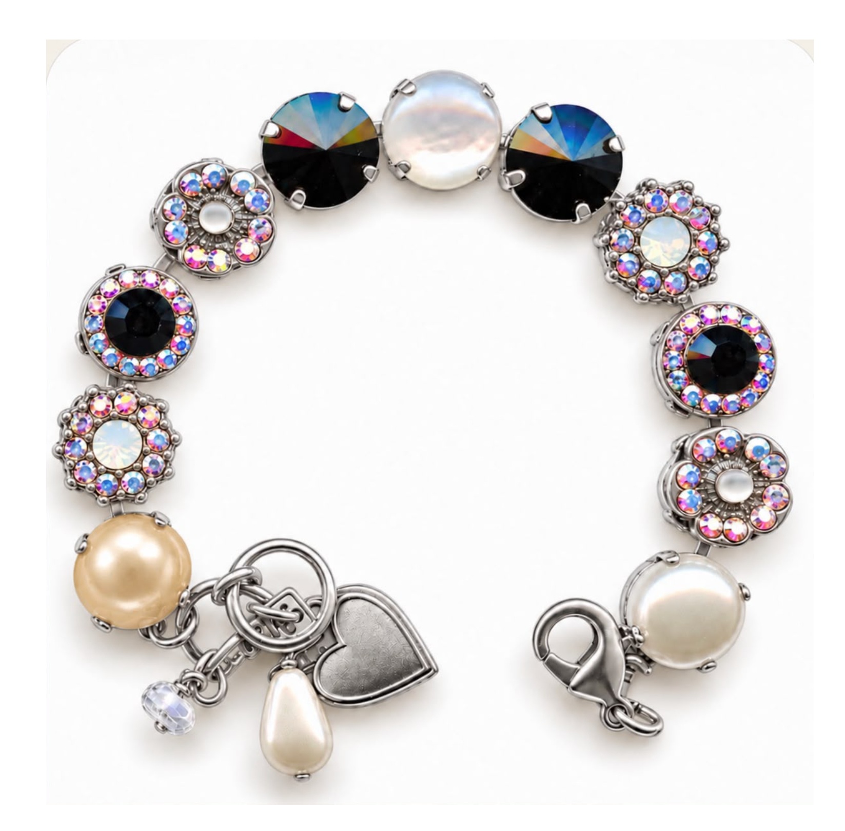 B-4084R-M87280-SP Bracelet By Mariana Woman Magical Pearl Mineral and Opal Swarovski Crystals-SP - Image 1