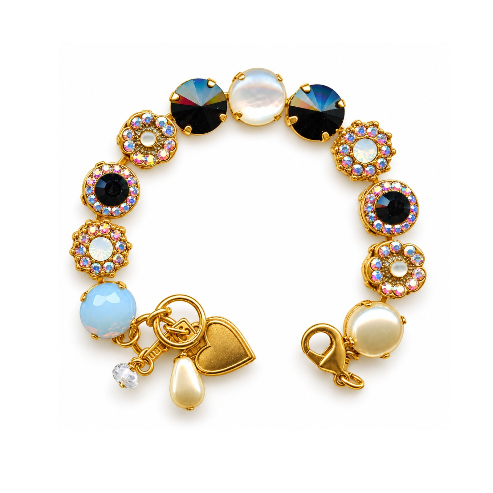 B-4084R-M87280-YG Bracelet By Mariana Woman Magical Pearl Mineral and Opal Swarovski Crystals - Image 1