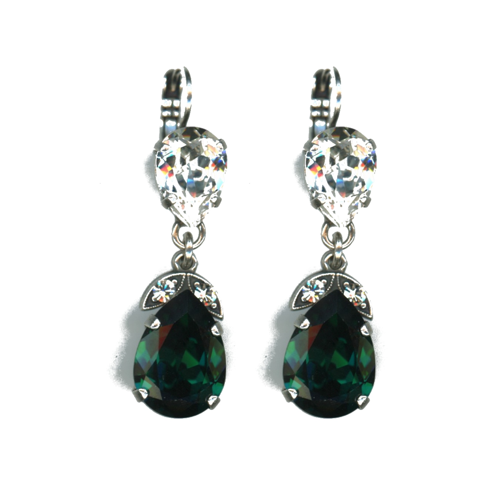E-1032-4-001205-SP6 Earrings By Mariana Woman Captivating Clear and Emerald Swarovski Crystals - Image 1
