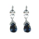 Earrings By Mariana Woman Captivating Clear and Montana Blue Swarovski Crystals
