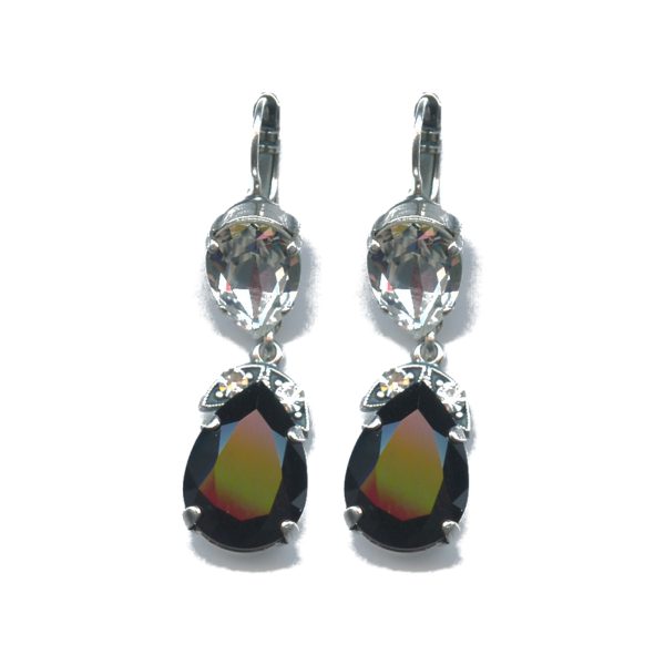 Earrings By Mariana Woman Stylish Crystal Clear and Jet Swarovski Crystals