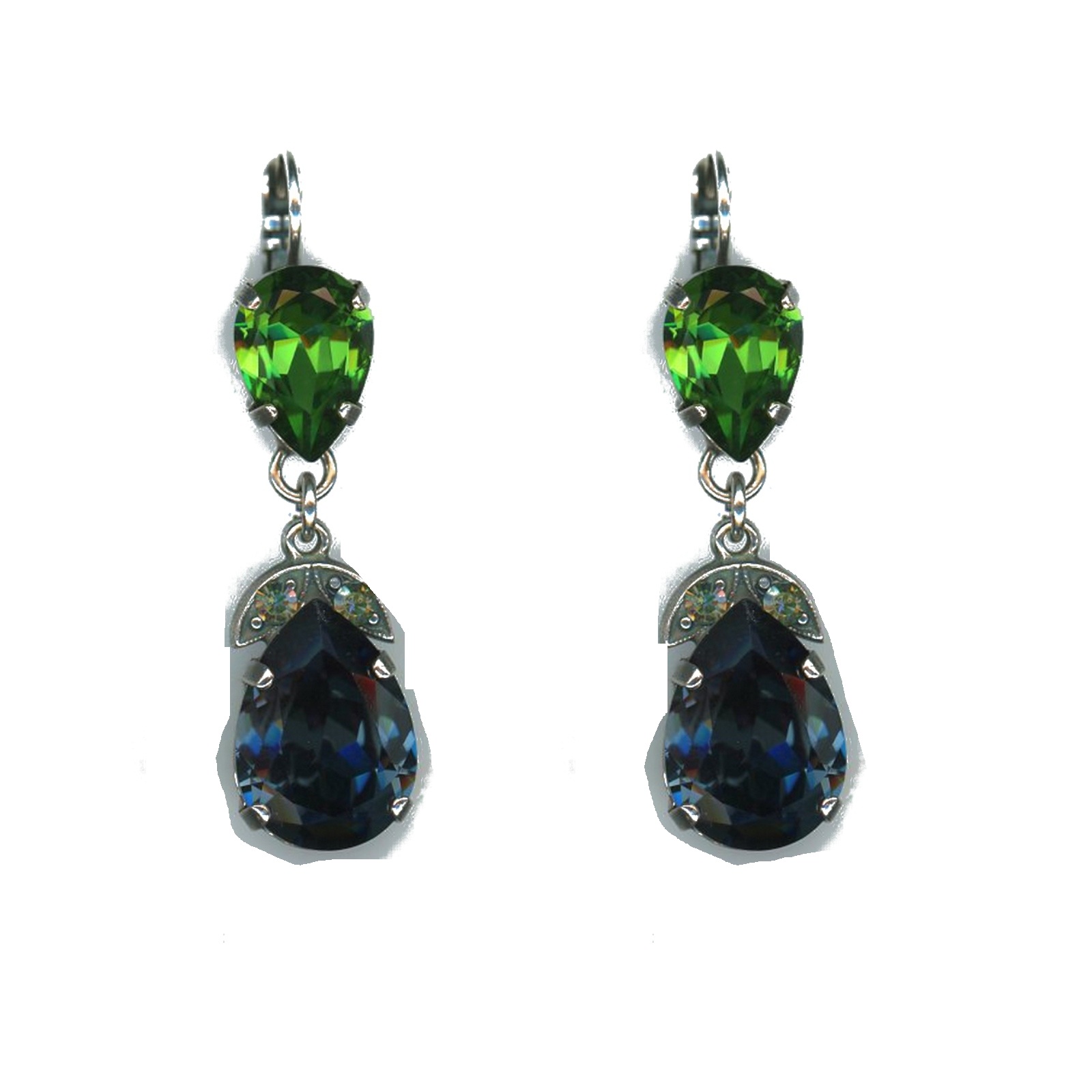 E-1032-4-1001-SP6 Earrings By Mariana Woman Romantic Peridot AB and Emerald Swarovski Crystals - Image 1