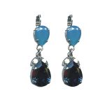 Earrings By Mariana Woman Caribbean Blue Opal and Royal Blue Swarovski Crystals - Image 2