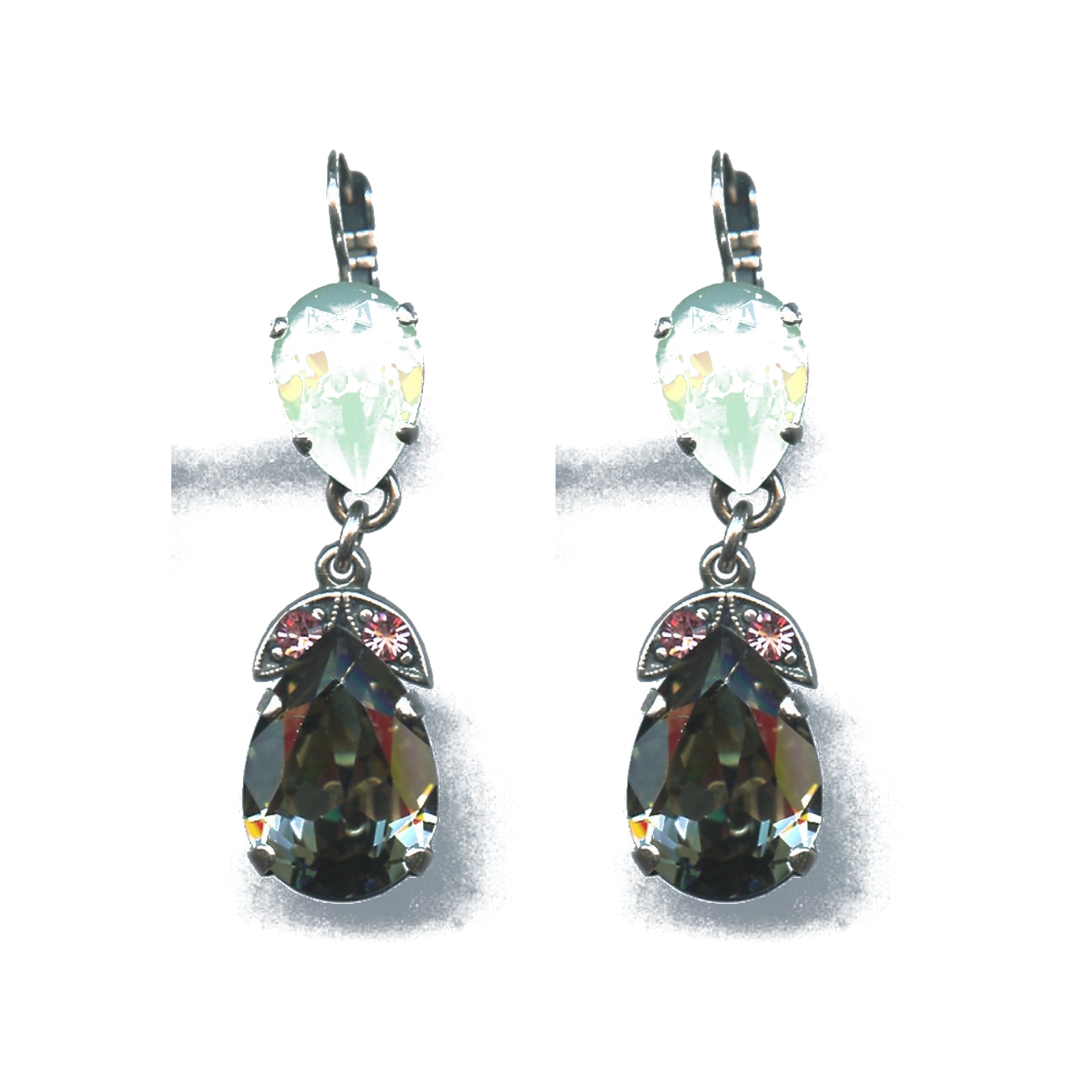 E-1032-4-1050-SP6 Earrings By Mariana Woman Chic Topaz and Pale Green and Pink Swarovski Crystals - Image 1