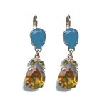 Earrings By Mariana Woman Turquoise and shades of yellow and Swarovski Crystals - Image 2